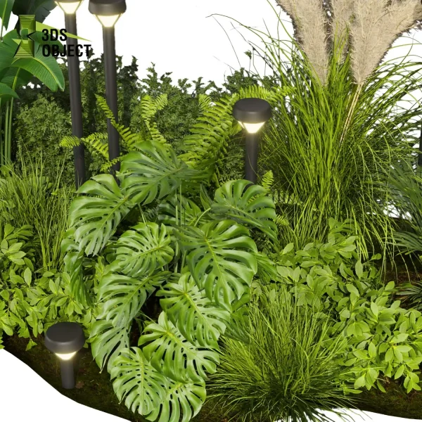 3d garden plant models botanical Visualization Landscape Foliage Vegetation Rendering Environment tree Design high poly bush banana monstera, grass palm fern pampas Digital Landscaping 3D Plant Creation Virtual Garden Design Botanical Simulation Plant Visualization cinema 4d 3ds max blender enscpae fbx obj Rhino Sketchup lumion