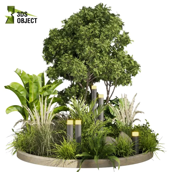 3d garden plant models botanical Visualization Landscape Foliage Vegetation Rendering Environment tree Design high poly Bush tree pampas palm fern banana Botanical Rendering Nature Simulation Plant Modeling Software cinema 4d 3ds max blender enscpae fbx obj Rhino Sketchup lumion