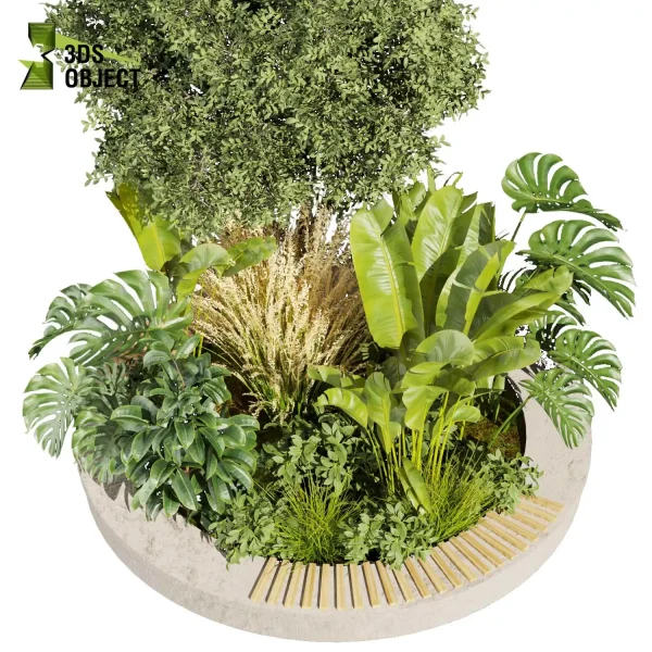 3d garden plant models botanical Visualization Landscape Foliage Vegetation Rendering Environment tree Design high poly bush tree banana monstera rubber grass planter pot greenhouse balcony decorative hamedorea cinema 4d 3ds max blender enscpae fbx obj Rhino Sketchup lumion