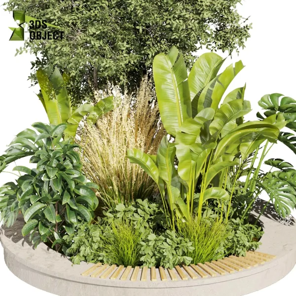 3d garden plant models botanical Visualization Landscape Foliage Vegetation Rendering Environment tree Design high poly bush tree banana monstera rubber grass planter pot greenhouse balcony decorative hamedorea cinema 4d 3ds max blender enscpae fbx obj Rhino Sketchup lumion