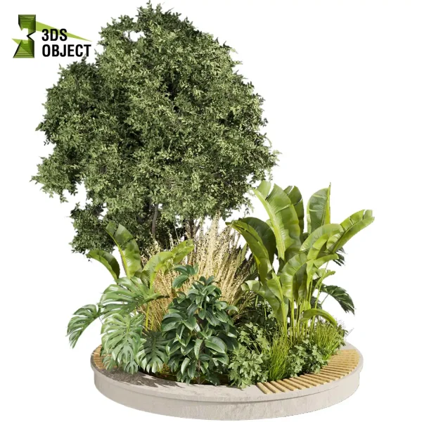 3d garden plant models botanical Visualization Landscape Foliage Vegetation Rendering Environment tree Design high poly bush tree banana monstera rubber grass planter pot greenhouse balcony decorative hamedorea cinema 4d 3ds max blender enscpae fbx obj Rhino Sketchup lumion