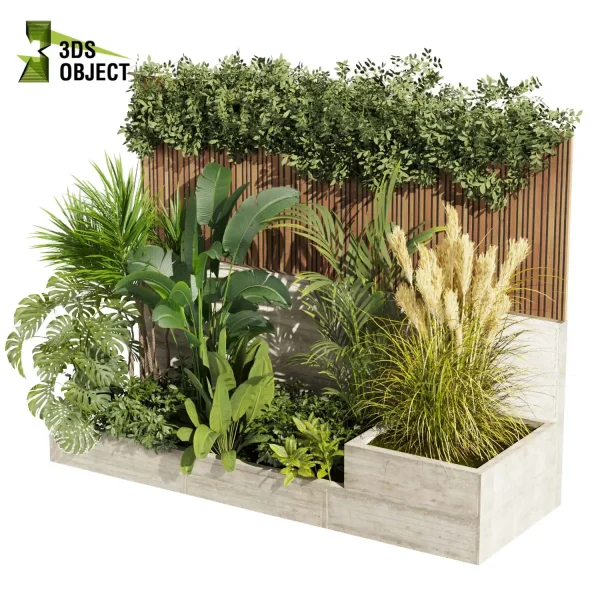 3d garden plant models botanical Visualization Landscape Foliage Vegetation Rendering Environment tree Design high poly Ivy dracena palm corton banana pampas balcony decorative hamedorea cinema 4d 3ds max blender enscpae fbx obj Rhino Sketchup lumion