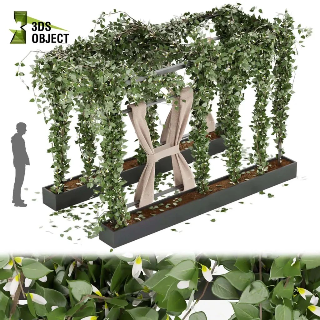 3d creeping ivy plant models on an arch for interior design
