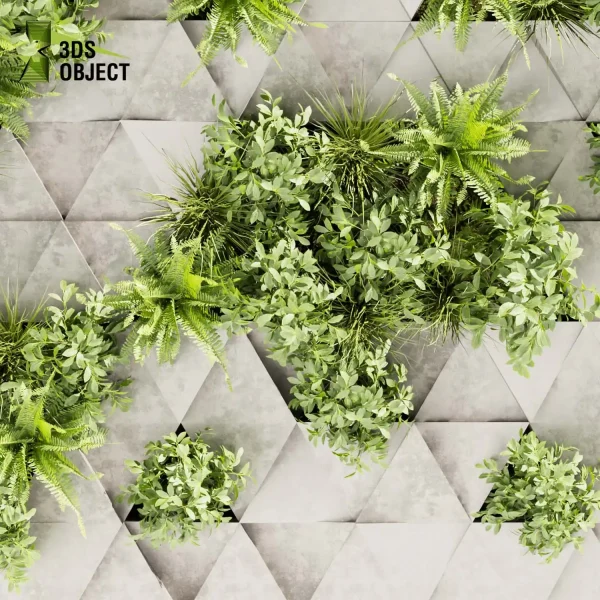 3d vertical fitowall plant models botanical Visualization Landscape Foliage Vegetation buy purchase Rendering Environment tree Design high poly Bush ivy vertical fern grass interior visualization landscape