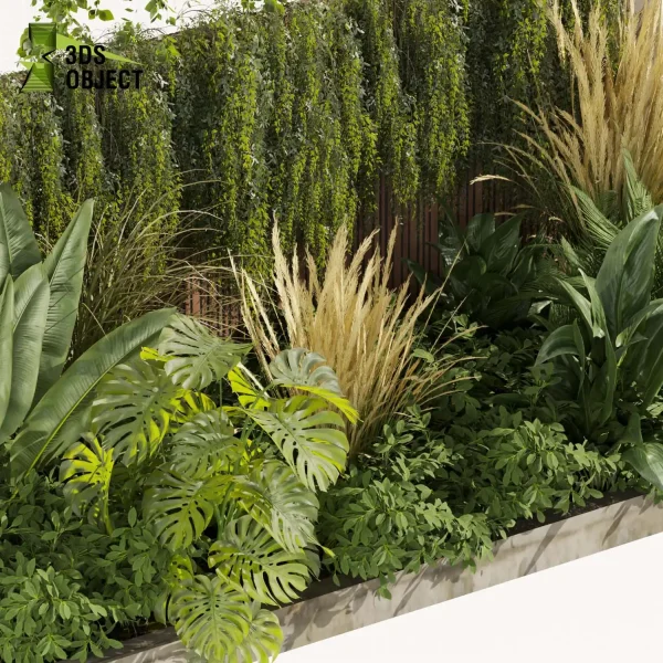 3d garden plant models botanical Visualization Landscape Foliage Vegetation Rendering Environment tree Design high poly Bush pampas banana monstera ivy peace lily cinema 4d 3ds max blender enscpae fbx obj Rhino Sketchup lumion planter pot greenhouse