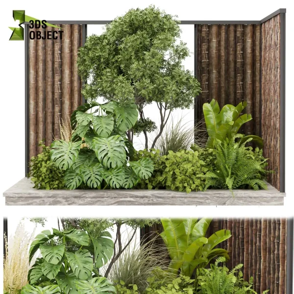 3d garden plant models botanical Visualization Landscape Foliage Vegetation Rendering Environment tree Design high poly Bush tree monstera banana fern pampas cinema 4d 3ds max blender enscpae fbx obj Rhino Sketchup lumion